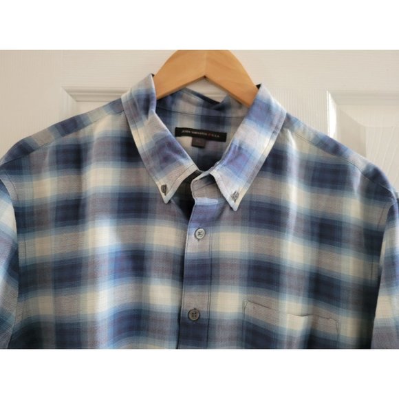 John Varvatos blue Plaid Button Down shirt Casual size XL designer long sleeve - Picture 2 of 10